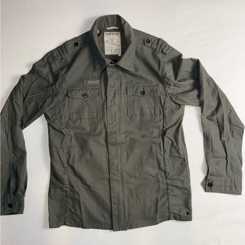 Guess Men's Military Green Field Jacket Size Large